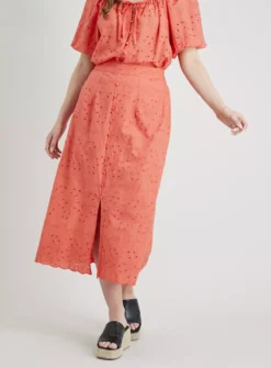 Coral Broderie A-Line Coord Skirt - 16 9 Coral Broderie A-Line Coord Skirt - 16 -Fit In Dress Sales tuc142192618 Coral R Z001A