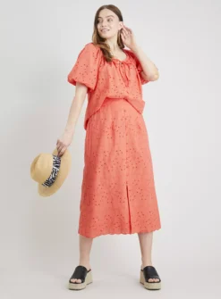 Coral Broderie A-Line Coord Skirt - 16 8 Coral Broderie A-Line Coord Skirt - 16 -Fit In Dress Sales tuc142192618 Coral R Z002A