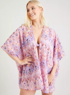Lilac Aztec Print Kimono Cover Up M -Fit In Dress Sales tuc142205896 Multi20Coloured R Z001A 1