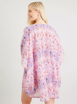 Lilac Aztec Print Kimono Cover Up XL