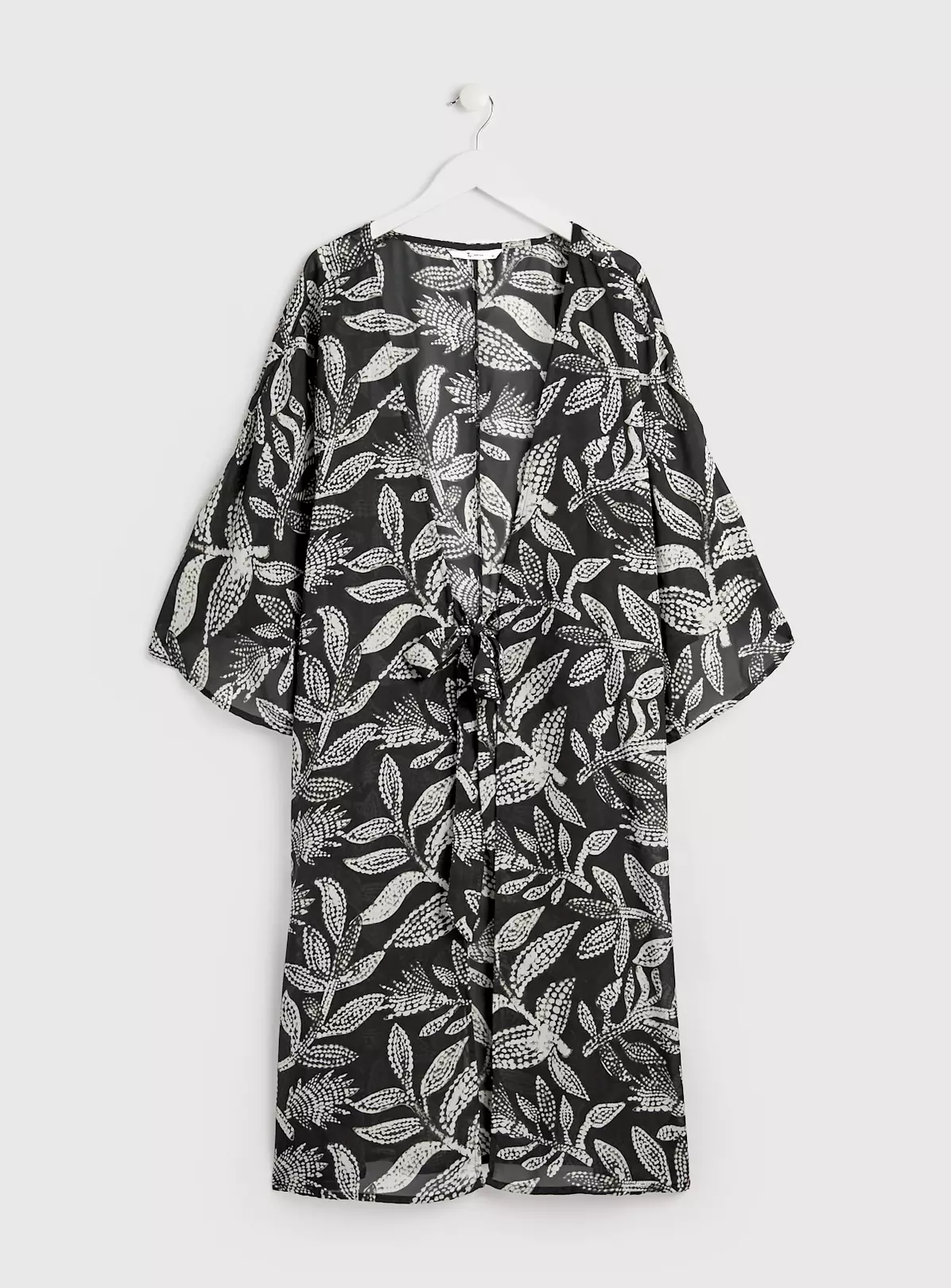 Mono Leaf Print Long Line Cover Up - XL 5 Mono Leaf Print Long Line Cover Up - XL - Image 5