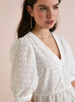 Everbelle Patched Broderie Top 16 -Fit In Dress Sales tuc142226232 White R Z003A