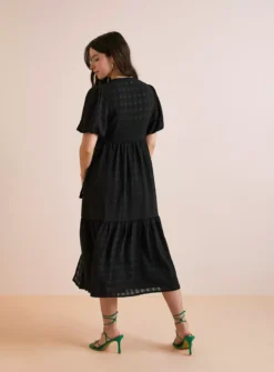 Everbelle Sheer Woven Check Midi Dress - 8 -Fit In Dress Sales tuc142227032 Black R Z004A