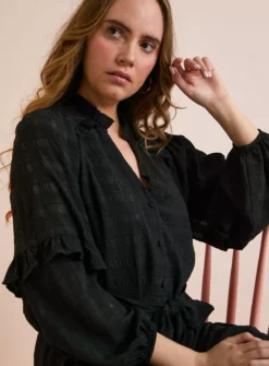 Everbelle Sheer Woven Check Mini Dress 16