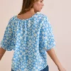 Everbelle Blue Floral Relaxed Woven Top 10