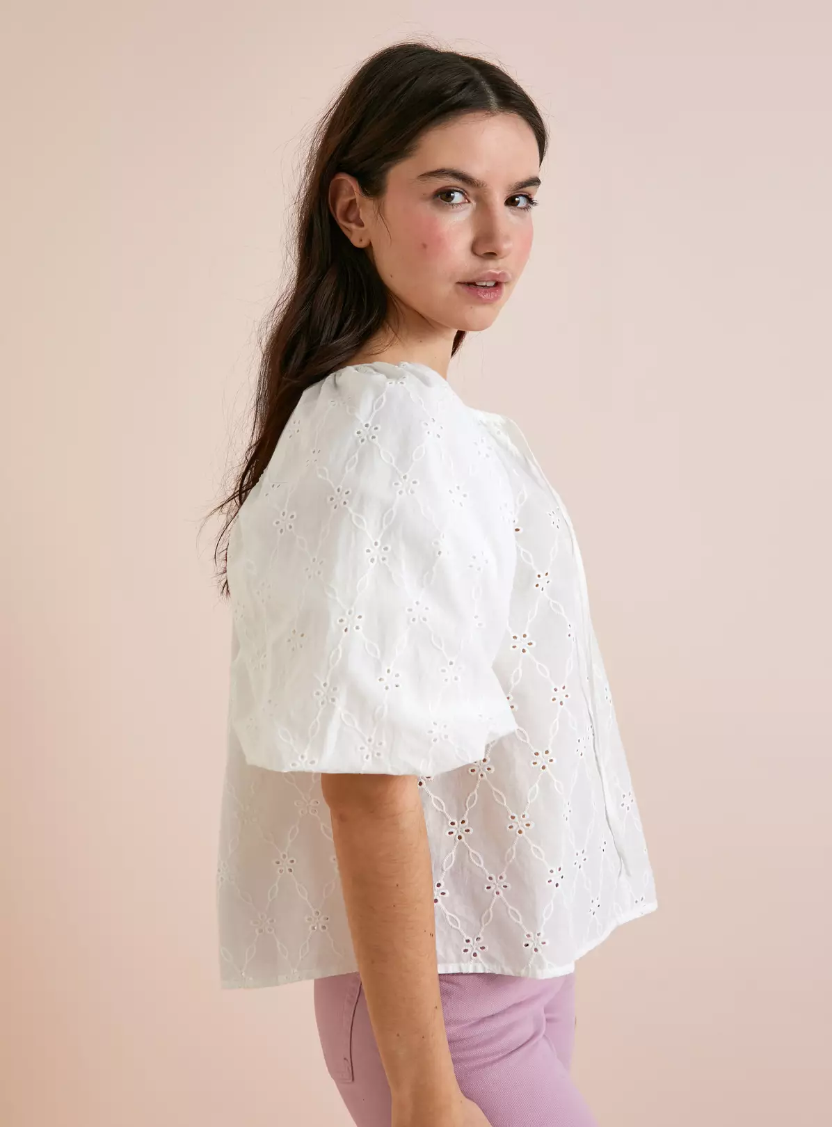 Everbelle White Relaxed Broderie Blouse - 6 2 Everbelle White Relaxed Broderie Blouse - 6 - Image 2