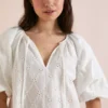 Everbelle White Relaxed Broderie Blouse - 6
