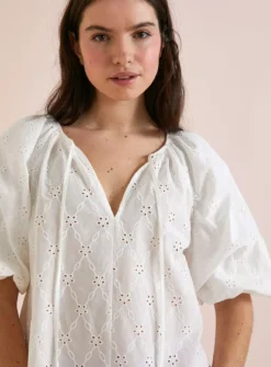 Everbelle White Relaxed Broderie Blouse - 6