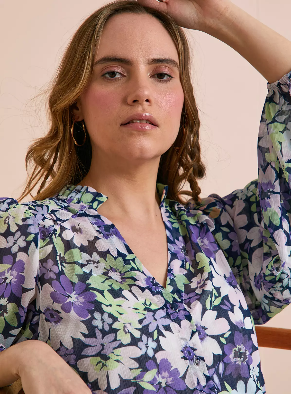 Everbelle Floral Bloom Chiffon Blouse - 18 3 Everbelle Floral Bloom Chiffon Blouse - 18 - Image 3