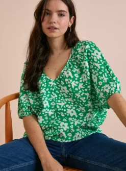 Everbelle Green Dotty Floral Relaxed Woven Top 12 6 Everbelle Green Dotty Floral Relaxed Woven Top 12 -Fit In Dress Sales tuc142231306 Multi20Coloured R Z001A