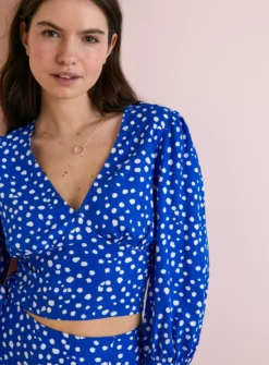 Everbelle Blue Dotty Coord Bodice Top 18 -Fit In Dress Sales tuc142231470 Multi20Coloured R Z003A