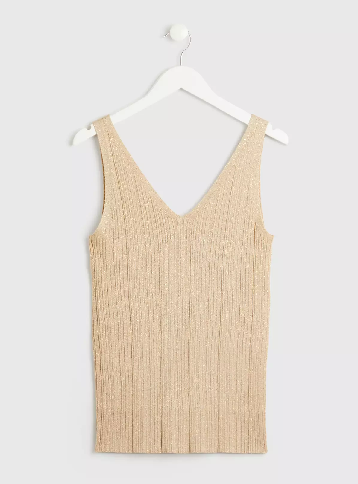 Gold Ribbed Glitter Vest Top 20 2 Gold Ribbed Glitter Vest Top 20 - Image 2
