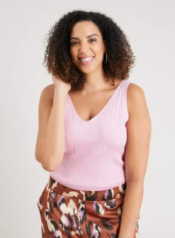 Pink Ribbed Glitter Vest Top 24 8 Pink Ribbed Glitter Vest Top 24 -Fit In Dress Sales tuc142249830 Pink R Z001A