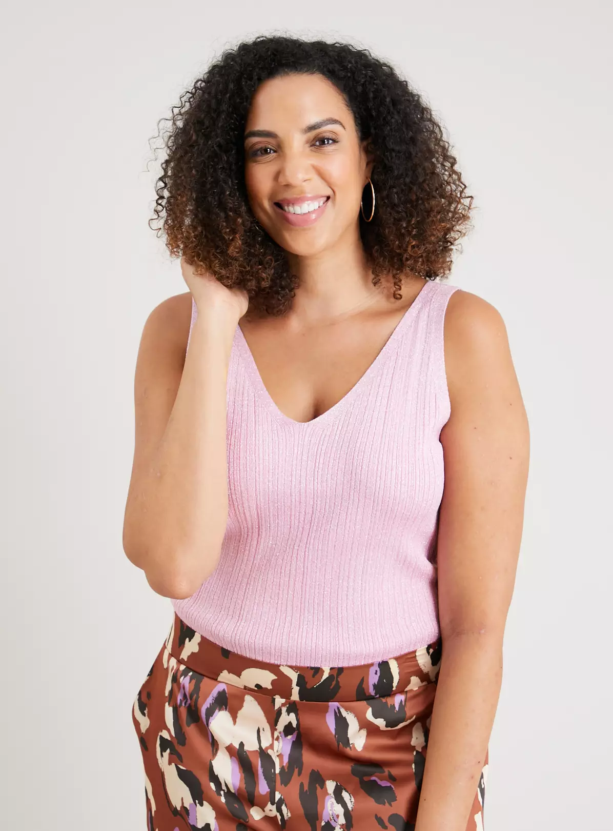 Pink Ribbed Glitter Vest Top 24 4 Pink Ribbed Glitter Vest Top 24 - Image 4