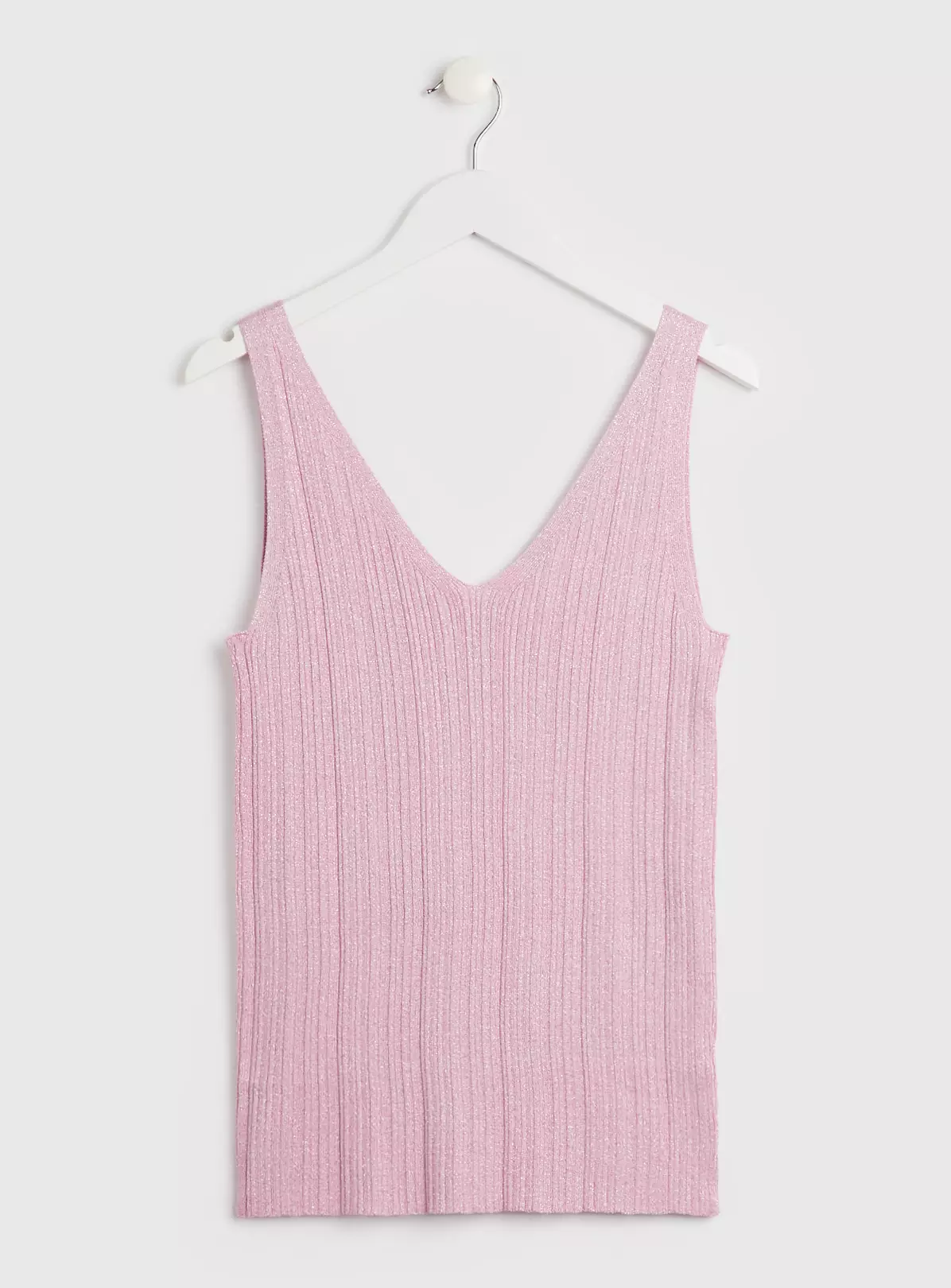 Pink Ribbed Glitter Vest Top 24 2 Pink Ribbed Glitter Vest Top 24 - Image 2