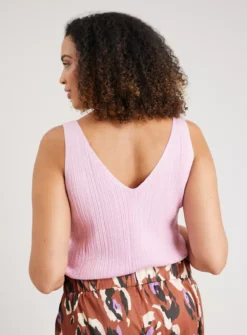 Pink Ribbed Glitter Vest Top 8