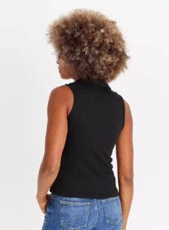 Black Collared Rib Vest Top 26