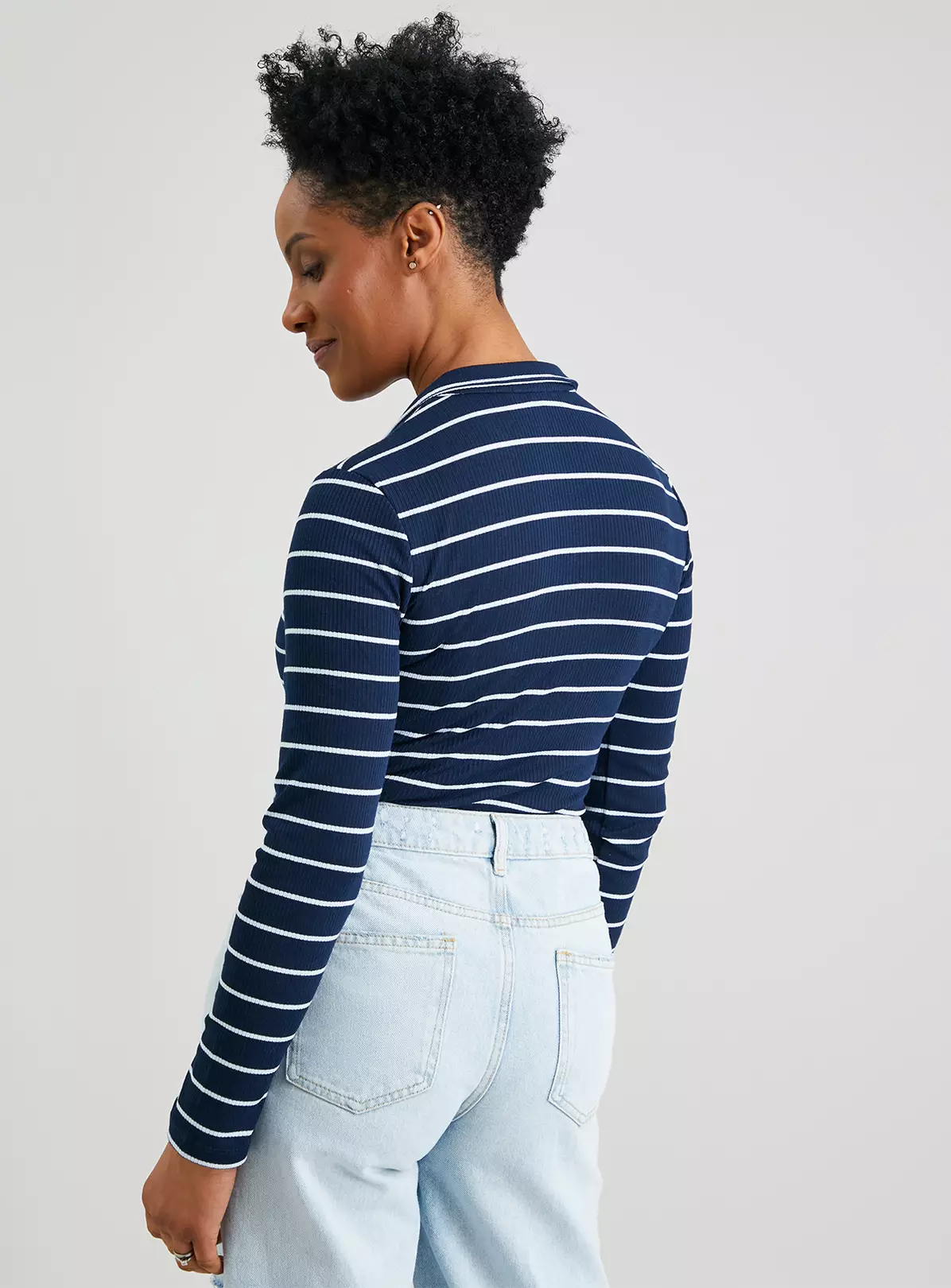 Navy Stripe Collar Bodysuit 20 2 Navy Stripe Collar Bodysuit 20 - Image 2