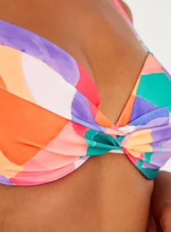 Pink Abstract Plunge Top 36DD