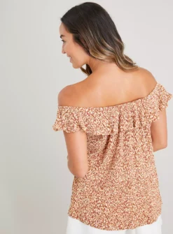 Animal Print Bardot Frill Top 16