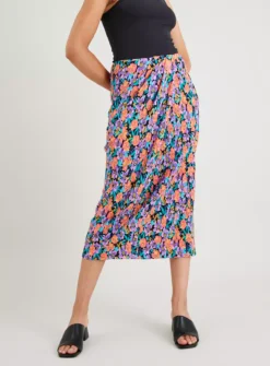 Floral Wrap Plisse Midi Coord Skirt 16