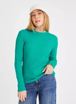 Green Long Sleeve Crew Neck Top 26 -Fit In Dress Sales tuc142525275 Green R Z001A