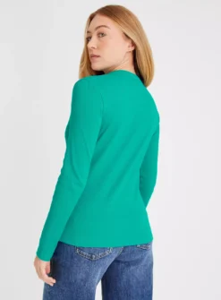 Green Long Sleeve Crew Neck Top 26