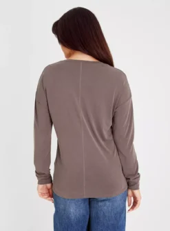 Brown V Neck Relaxed Fit Top 26 -Fit In Dress Sales tuc142574085 Brown R Z004A 1