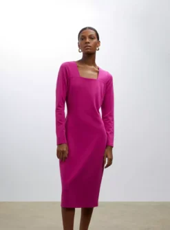 FINERY Fuchsia Pink Glain Ponte Jersey Dress 16