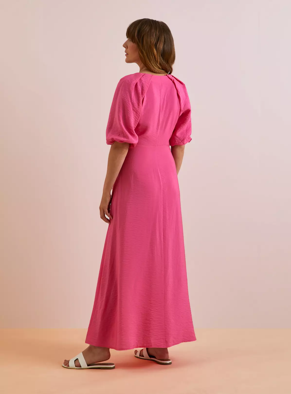 Everbelle Pink Tuck Sleeve Maxi Dress 16 2 Everbelle Pink Tuck Sleeve Maxi Dress 16 - Image 2