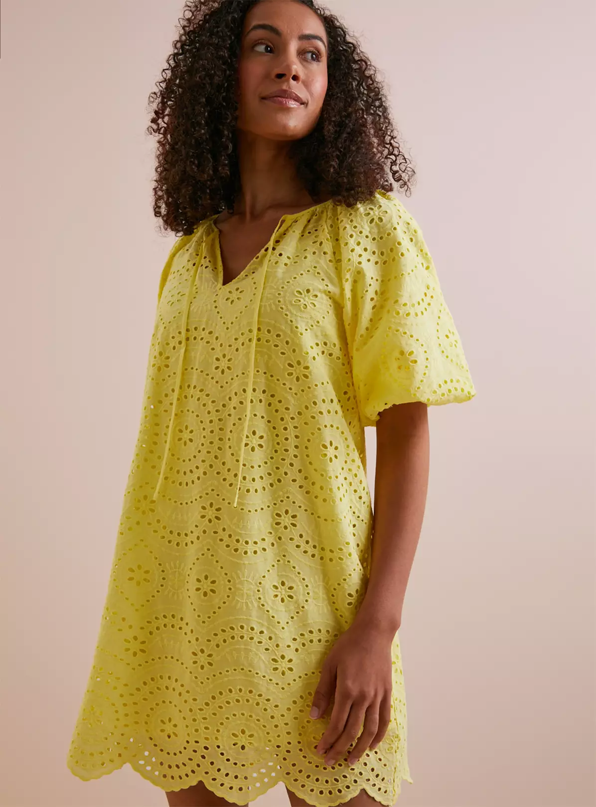 Everbelle Yellow Broderie Mini Dress 16 1 Everbelle Yellow Broderie Mini Dress 16
