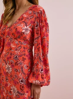 Everbelle Orange Patchwork Floral Midaxi Dress 18