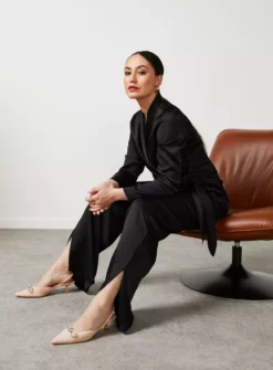 For All The Love Satin Coord Wrap Top 8 -Fit In Dress Sales tuc142760013 Black R Z004A