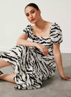 For All The Love Zebra Print Linen Midi Dress 18 -Fit In Dress Sales tuc142762078 Mono R Z004A