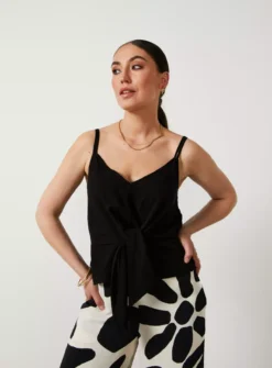 For All The Love Linen Blend Tie Front Cami 18 9 For All The Love Linen Blend Tie Front Cami 18 -Fit In Dress Sales tuc142764225 Black R Z001A