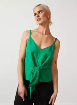 For All The Love Linen Blend Tie Front Cami 10