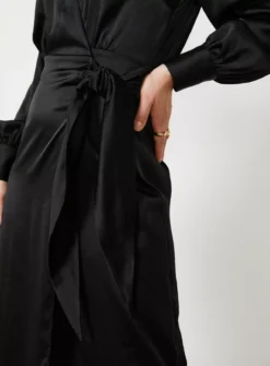 For All The Love Floaty Satin Wrap Midi Dress 18 -Fit In Dress Sales tuc142765261 Black R Z006A