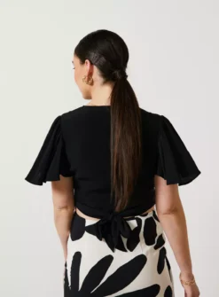 For All The Love Fluted Sleeve Wrap Front Top 18 -Fit In Dress Sales tuc142766731 Black R Z003A