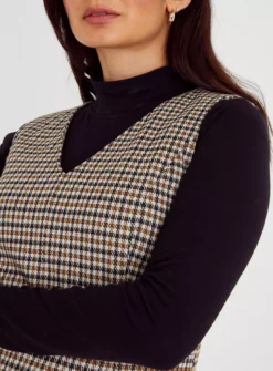 Check Ponte V Neckline Pinafore 18