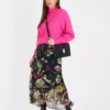 Floral Abstract Tiered Ruffle Midi Skirt 24