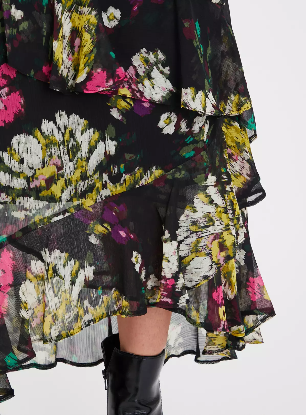 Floral Abstract Tiered Ruffle Midi Skirt 24 4 Floral Abstract Tiered Ruffle Midi Skirt 24 - Image 4