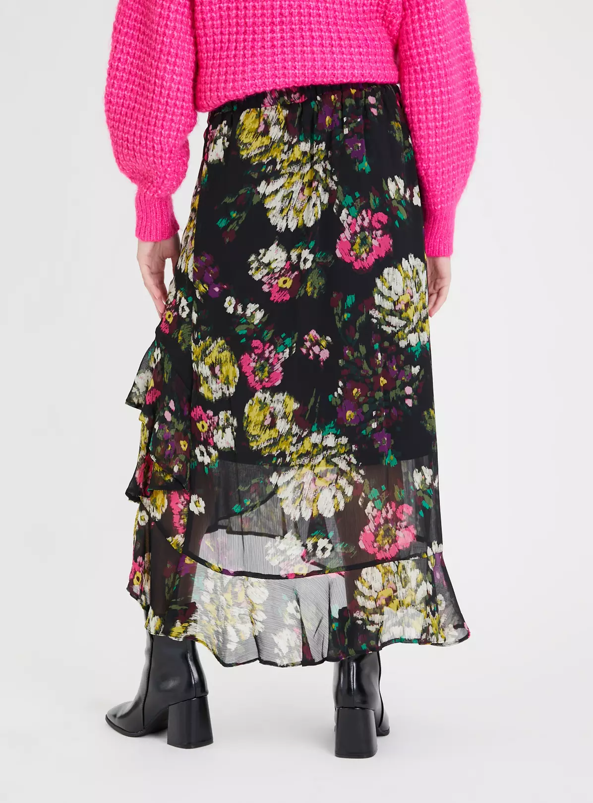 Floral Abstract Tiered Ruffle Midi Skirt 24 3 Floral Abstract Tiered Ruffle Midi Skirt 24 - Image 3