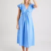 Blue Frill Sleeve Midi Dress 20