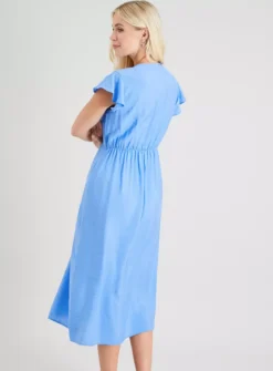 Blue Frill Sleeve Midi Dress 20 9 Blue Frill Sleeve Midi Dress 20 -Fit In Dress Sales tuc142914799 Blue R Z005A