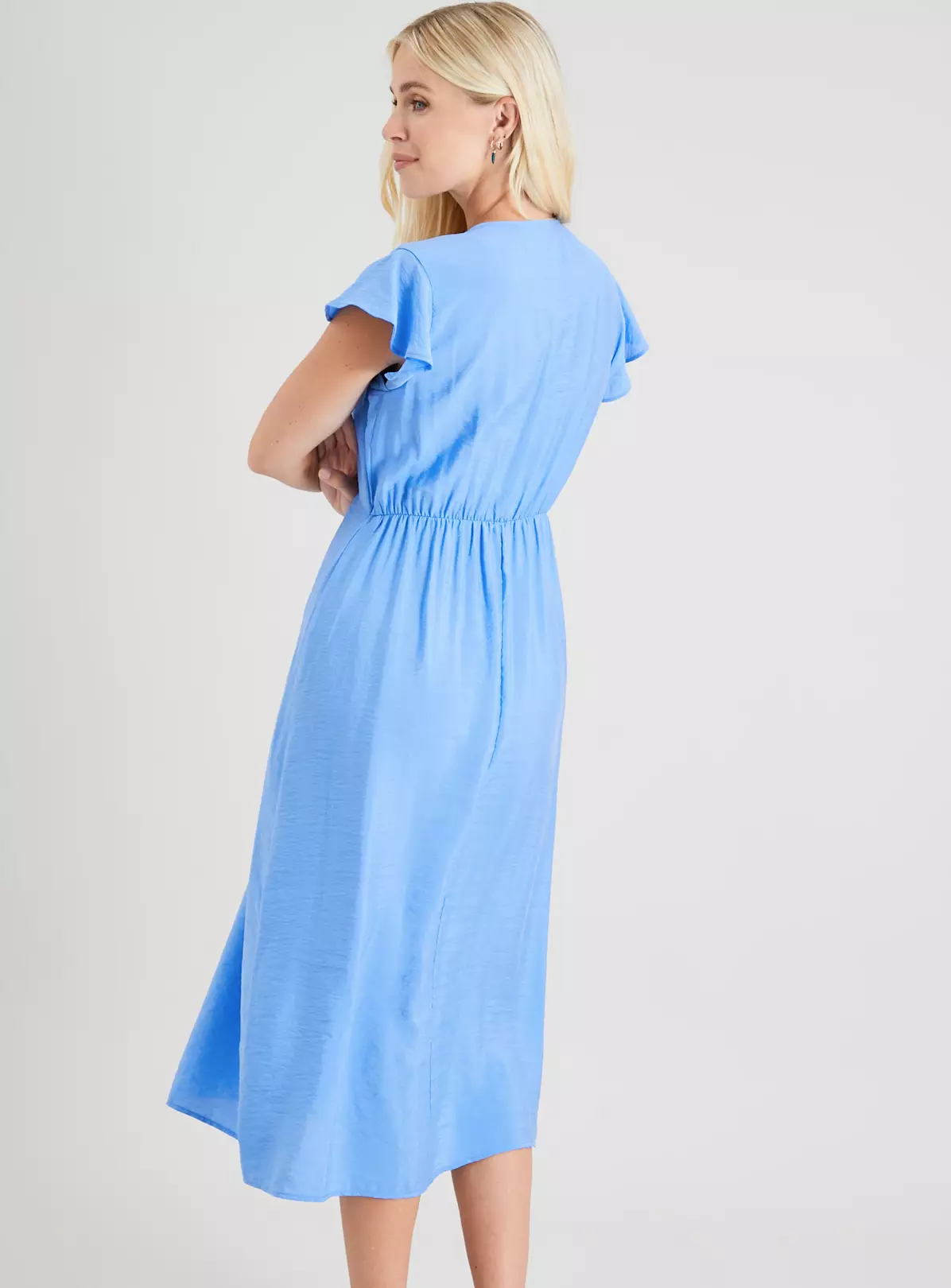 Blue Frill Sleeve Midi Dress 20 5 Blue Frill Sleeve Midi Dress 20 - Image 5