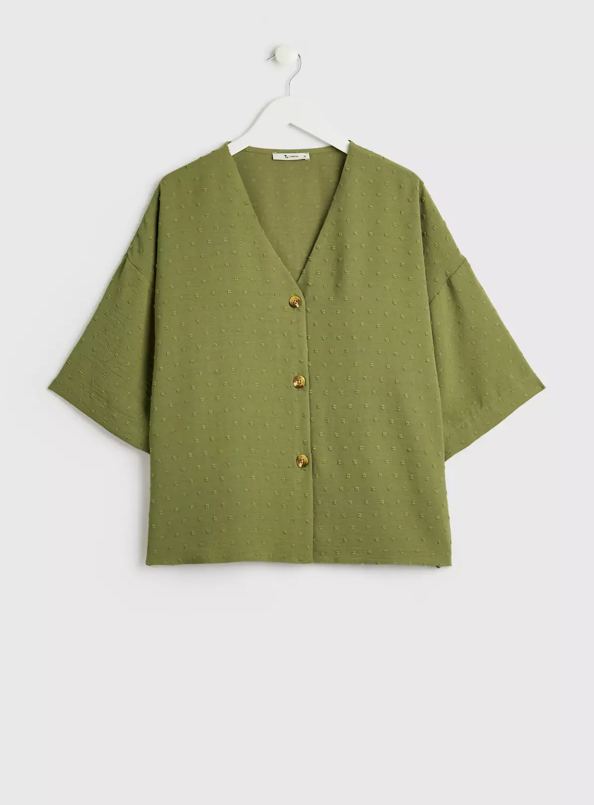 Green Collarless Boxy Fit Blouse - 20 2 Green Collarless Boxy Fit Blouse - 20 - Image 2