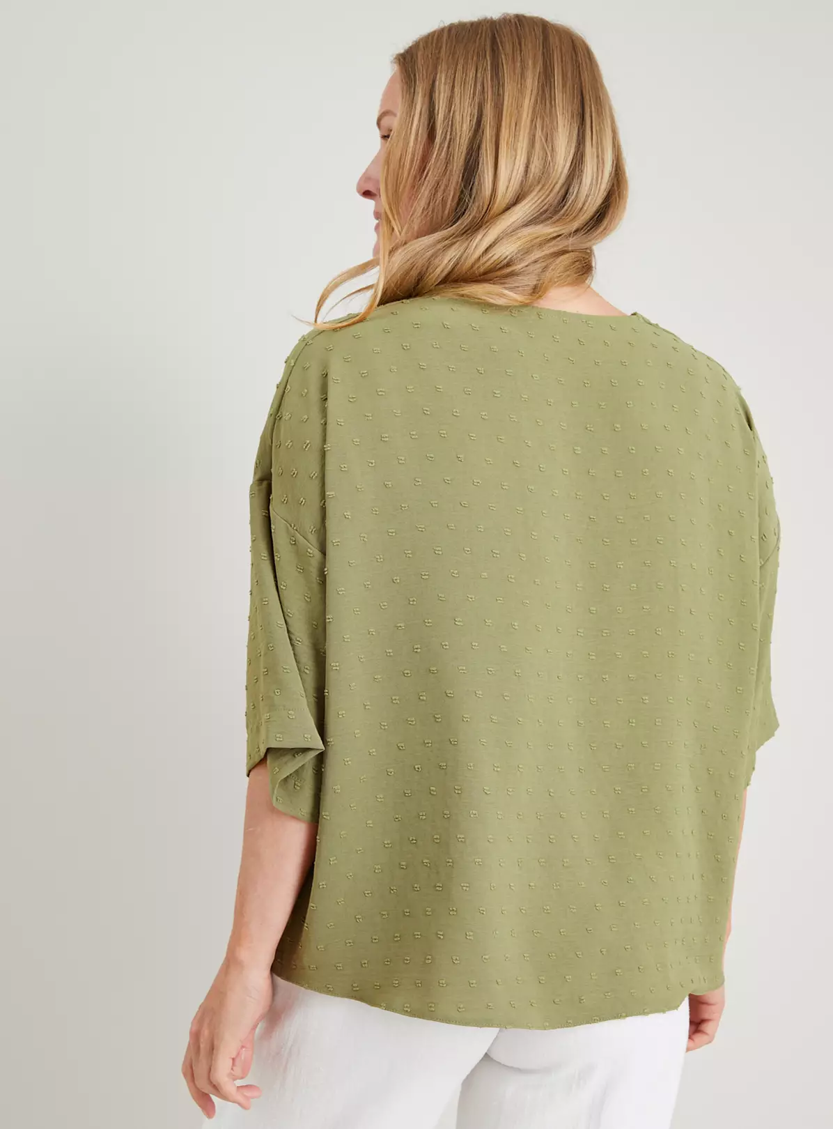 Green Collarless Boxy Fit Blouse - 12 3 Green Collarless Boxy Fit Blouse - 12 - Image 3