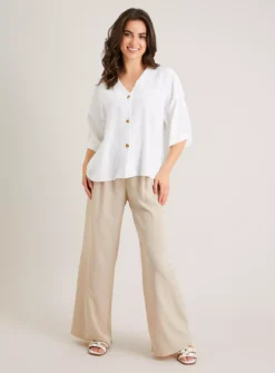 White Collarless Boxy Fit Blouse - 24 -Fit In Dress Sales tuc142927733 White R Z002A