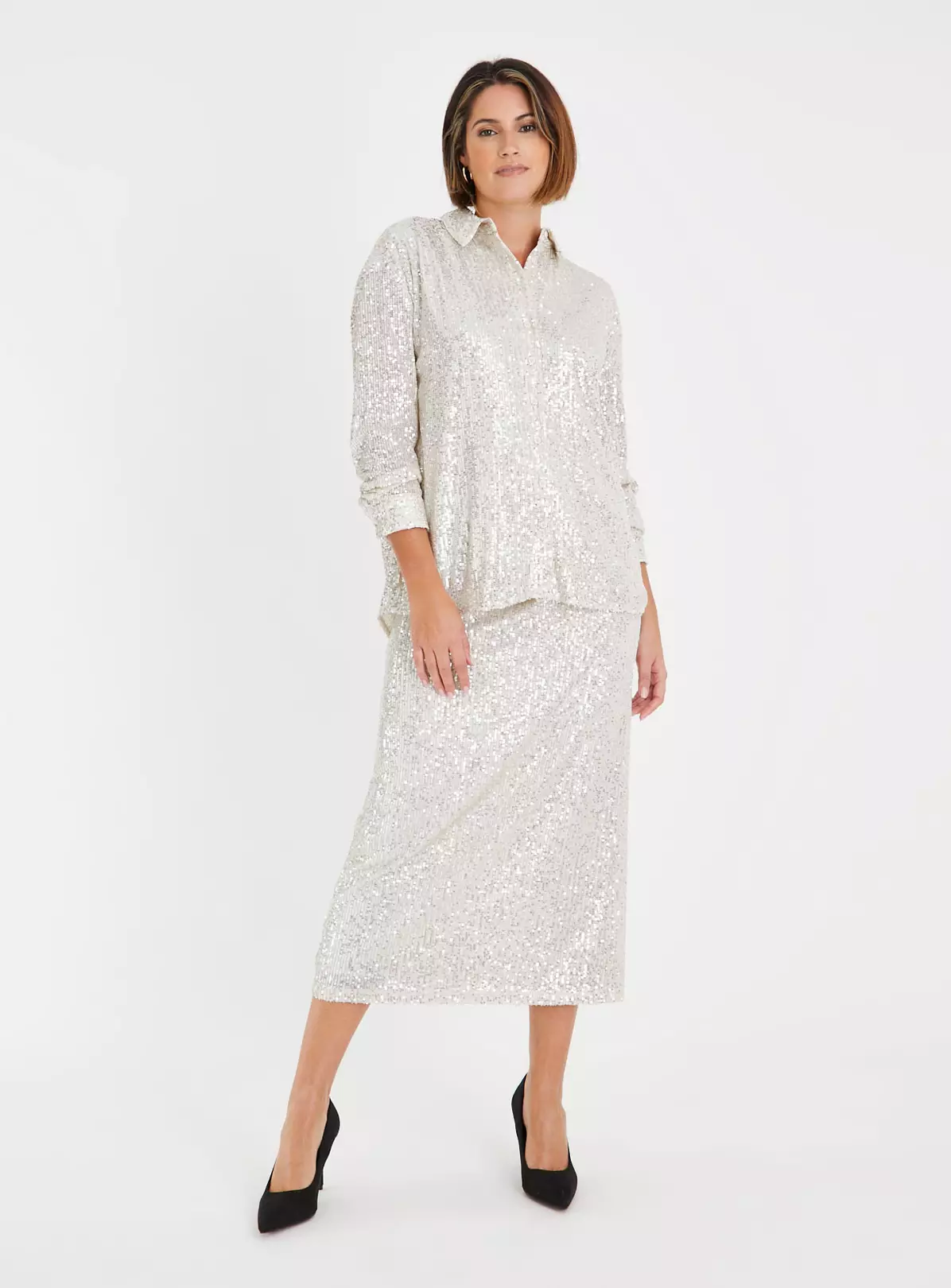 Silver Sequin Pencil Skirt 8 1 Silver Sequin Pencil Skirt 8