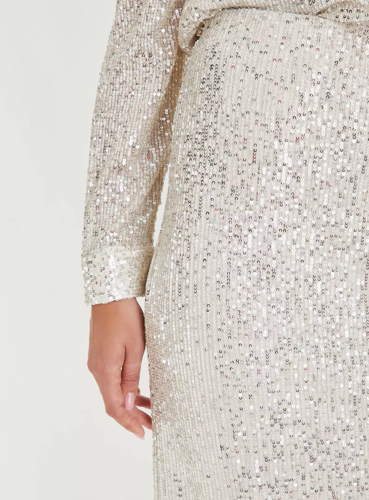 Silver Sequin Pencil Skirt 8 4 Silver Sequin Pencil Skirt 8 - Image 4